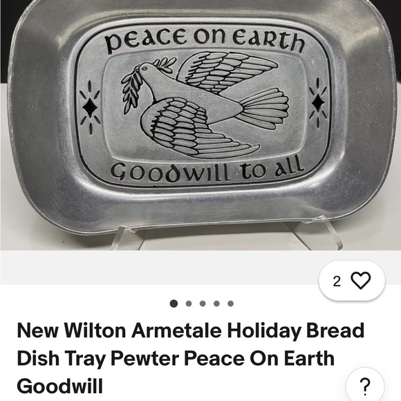 Wilton Armetale Silver Bread Tray with Peace Design